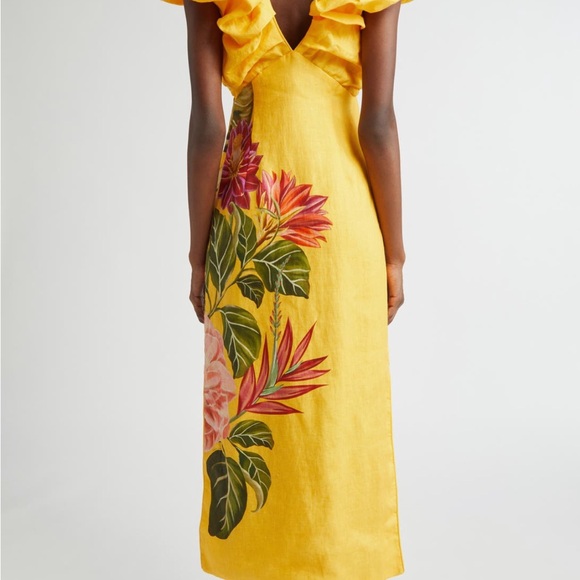 FARM Rio Dresses & Skirts - Farm RIO Spring Awakening Placed Floral Linen Dress